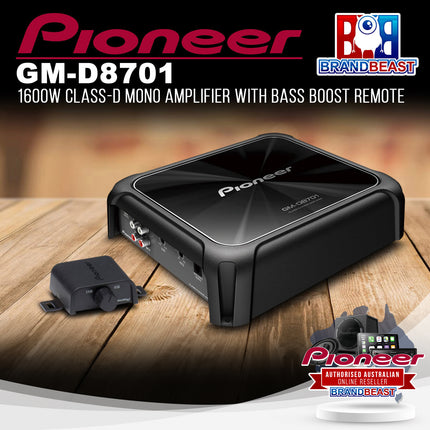 Pioneer GM-D8701 1600W Class-D Mono Car Amplifier with Bass Boost Remote