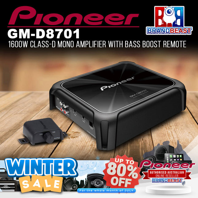 Pioneer GM-D8701 1600W Class-D Mono Car Amplifier with Bass Boost Remote
