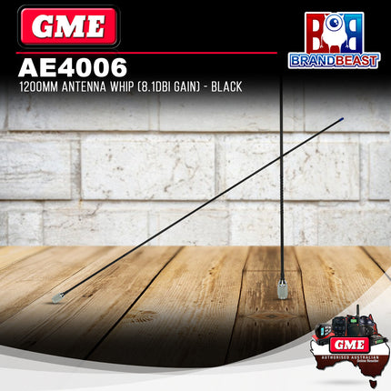 GME AE4006 1200mm Antenna Whip (8.1dbi Gain) - Black