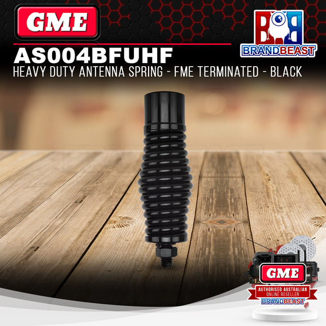 GME AS004BFUHF Heavy Duty Antenna Spring - FME Terminated - Black