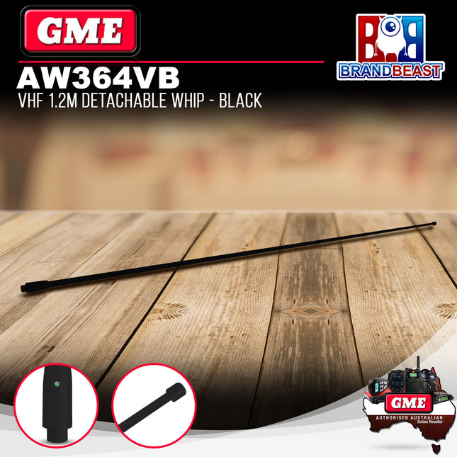 GME AW364VB 1200mm Marine Vhf Antenna Whip - Black