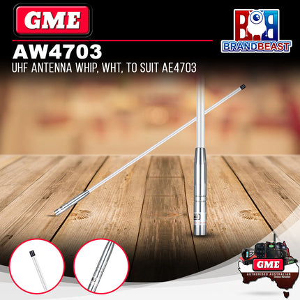 GME AW4703 UHF Antenna Whip White to Suit AE4703