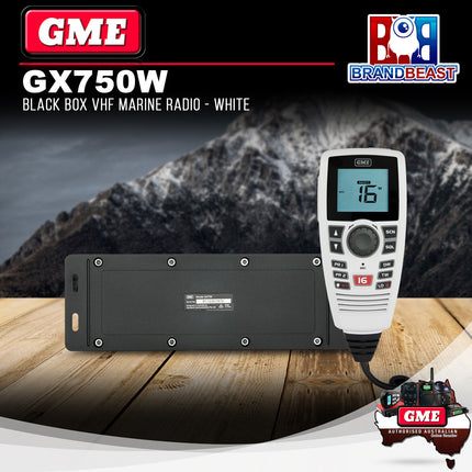 GME GX750W Black Box VHF Marine Radio - White