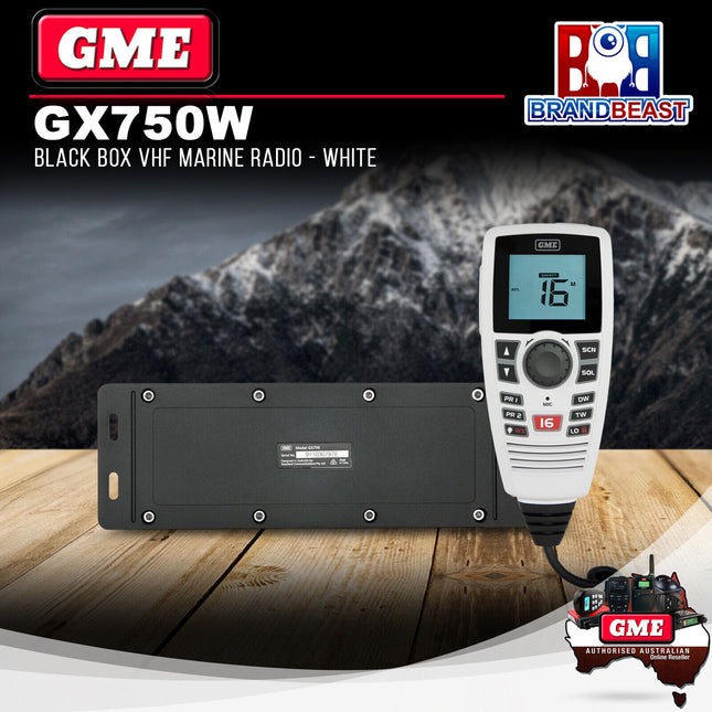 GME GX750W Black Box VHF Marine Radio - White