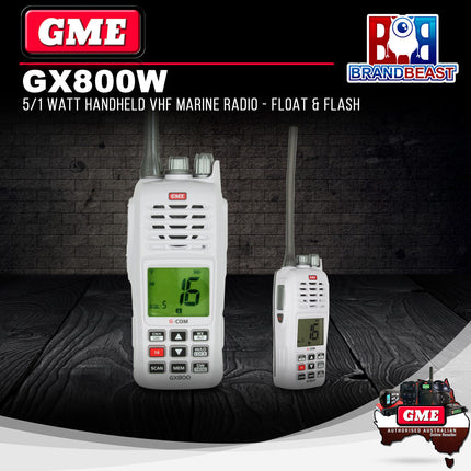 GME GX800W 5/1 Watt Handheld VHF Marine Radio - Float &amp; Flash