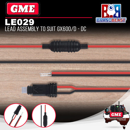 GME LE029 12V Dc Power Lead - Suit GX600/GX600D