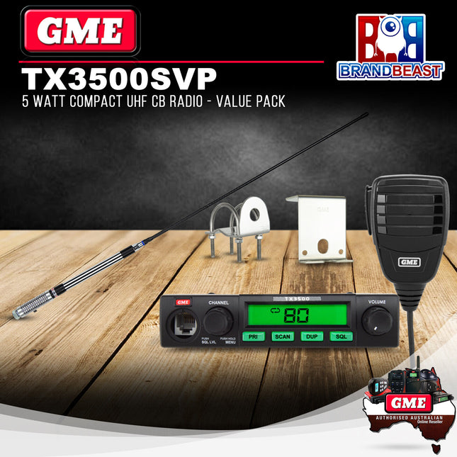 GME TX3500SVP 5 Watt Compact UHF CB Radio - Value Pack