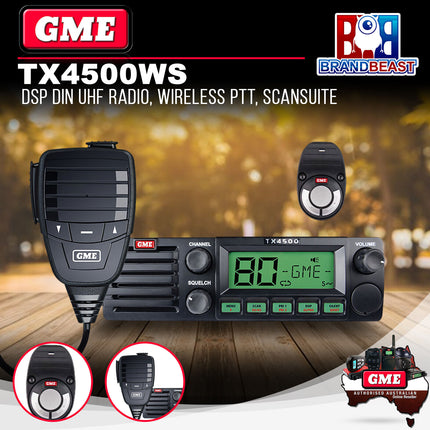 GME TX4500WS DSP DIN UHF Radio with Wireless PTT & ScanSuite 80 Channel