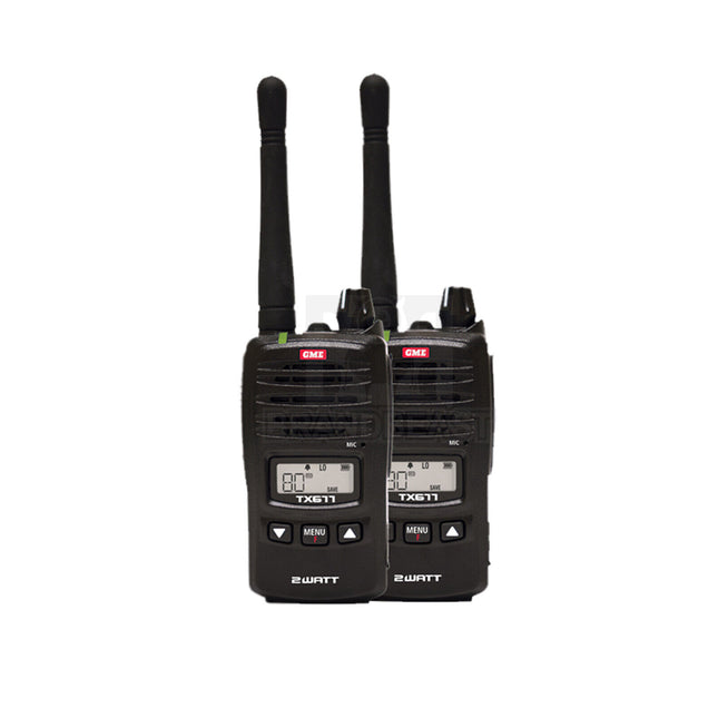 GME TX677TP 2 Watt UHF CB Handheld Radio - Twin Pack