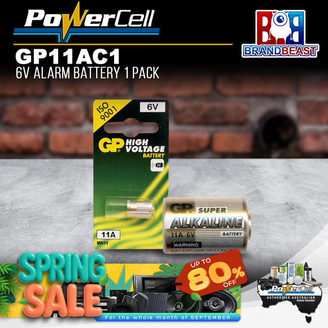 PowerCell GP11AC1 GP 6V 38mAh Alkaline High Voltage Battery - Card of 1