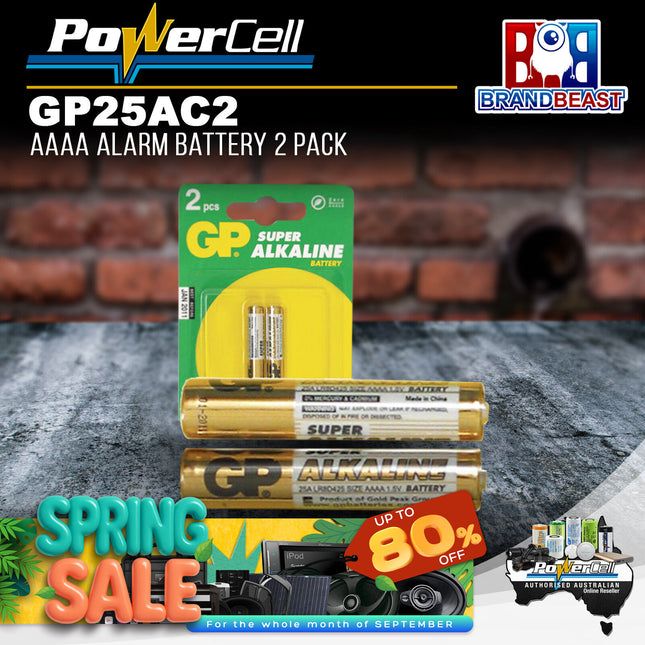 PowerCell GP25AC2 GP 1.5V Alkaline AAAA Battery - Card of 2