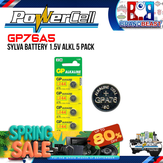 Powercell GP76A5 Sylva Battery 1.5V Alkaline 5 Pack