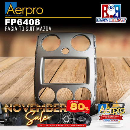 Aerpro FP6408 Double DIN Silver Facia Kit Suit Mazda Verisa 2004 -