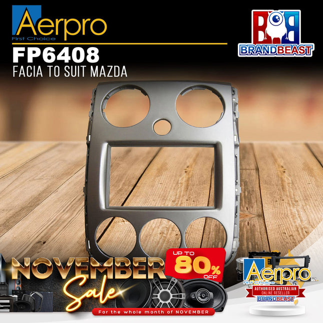 Aerpro FP6408 Double DIN Silver Facia Kit Suit Mazda Verisa 2004 -