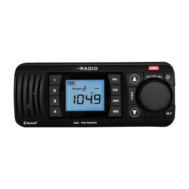 GME GR300BTB Waterproof Marine AM/FM Radio with Bluetooth (Black)