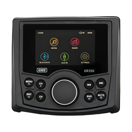 GME GR350BTB AM/FM Marine Stereo with Bluetooth & USB/AUX Input - Black