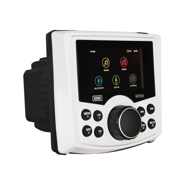 GME GR350BTW AM/FM Marine Stereo with Bluetooth & USB/AUX Input - White