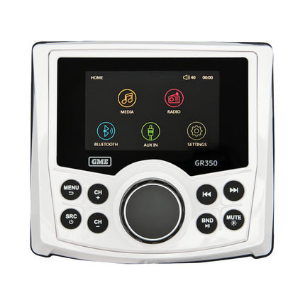 GME GR350BTW AM/FM Marine Stereo with Bluetooth & USB/AUX Input - White