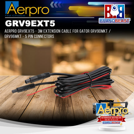 Aerpro GRV9EXT5 - 3M Extension Cable for Gator GRV90MKT / GRV96MKT - 5 Pin Connectors