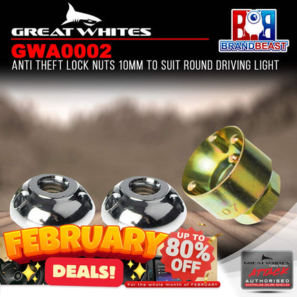 Great Whites GWA0002 Driving Light Mounting Lock Nuts 10mm