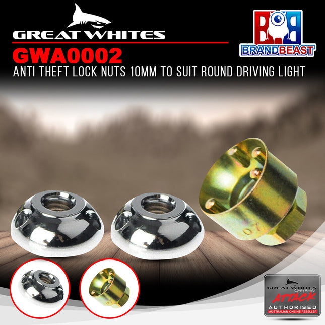 Great Whites GWA0002 Driving Light Mounting Lock Nuts 10mm