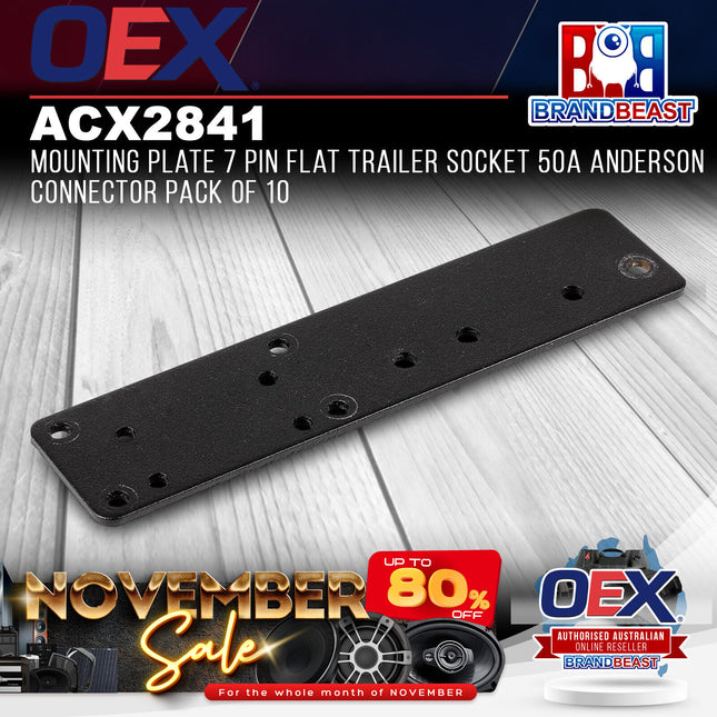 OEX ACX2841 Mounting Plate 7 Pin Flat Trailer Socket 50A Anderson Connector Pack