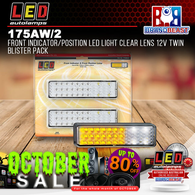 LED Autolamps 175AW/2 Front Indicator/Position LED Light Clear Lens 12v Twin