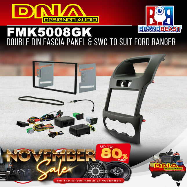 DNA FM-K5008GK Double DIN Fascia Panel & SWC To Suit Ford Ranger