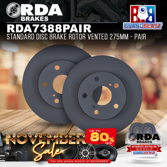 RDA Brakes RDA7388 Standard Disc Brake Rotor Vented 275mm - Pair