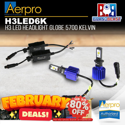 Aerpro H3LED6K H3 LED Headlight Globe 5700 Kelvin