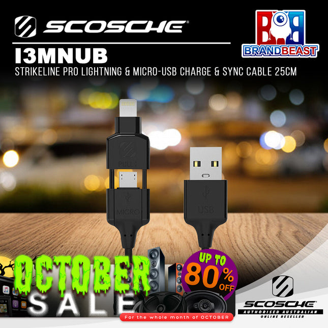 Scosche i3MNUB StrikeLine Pro Lightning & Micro-USB Charge & Sync Cable 25cm