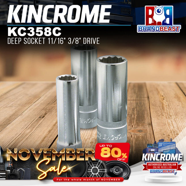 KINCROME KC358C Deep Socket 11/16" 3/8" Drive
