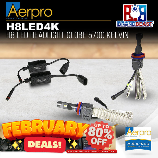 Aerpro H8LED4K H8 LED Headlight Globe 5700 Kelvin