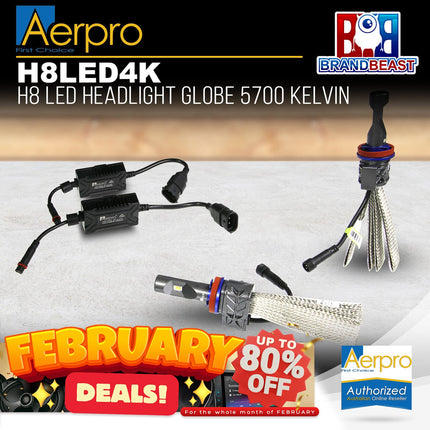 Aerpro H8LED4K H8 LED Headlight Globe 5700 Kelvin