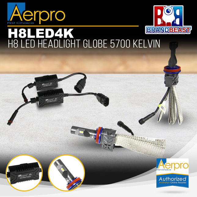 Aerpro H8LED4K H8 LED Headlight Globe 5700 Kelvin