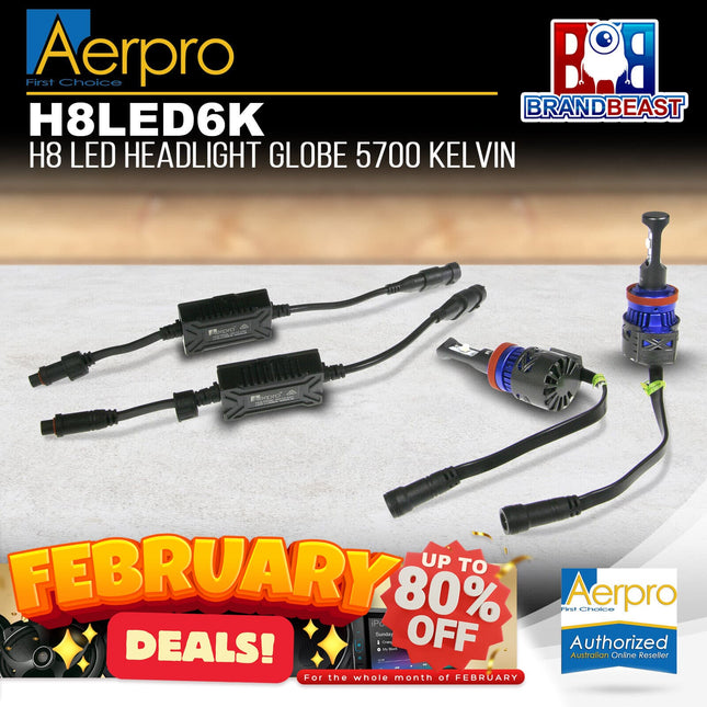 Aerpro H8Led6K H8 Led Headlight Globe 5700 Kelvin