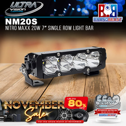 Ultra Vision Lighting NM20SWLB4 Nitro Maxx 20W 7" Single Row Light Bar (WIDR & 4500K)