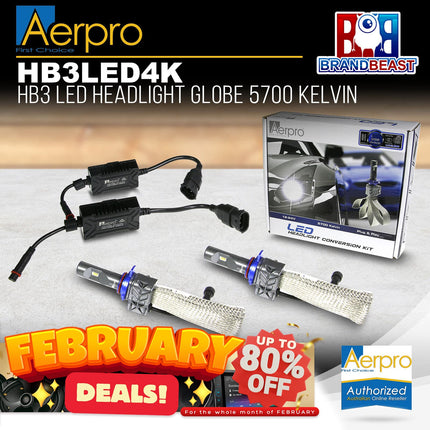 Aerpro HB3LED4K Hb3 Led Headlight Globe 5700 Kelvin