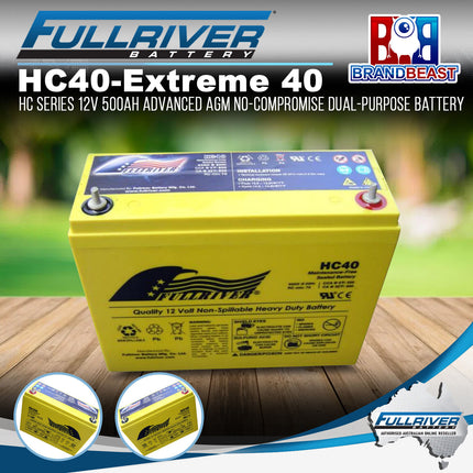Fullriver HC40 - (Extreme 40) 12V 500Ah Advanced AGM Dual-Purpose Battery