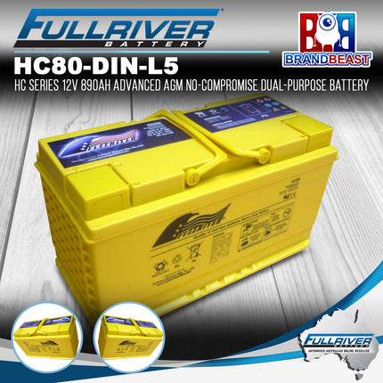 Fullriver HC80 -(DIN - L5) HC Series 12V 890Ah Advanced AGM Dual-Purpose Battery