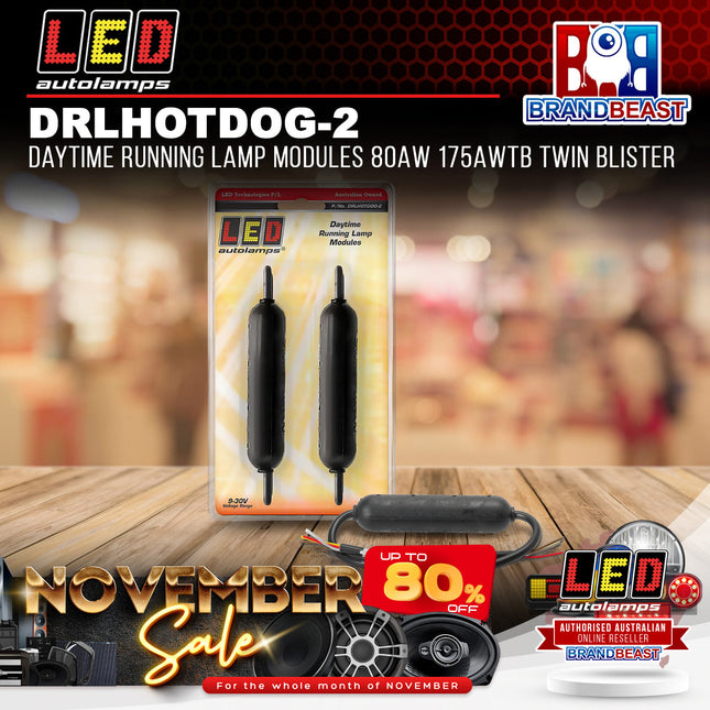 LED Autolamps DRLHOTDOG-2 Daytime Running Lamp Modules 80AW 175AWTB Twin Blister
