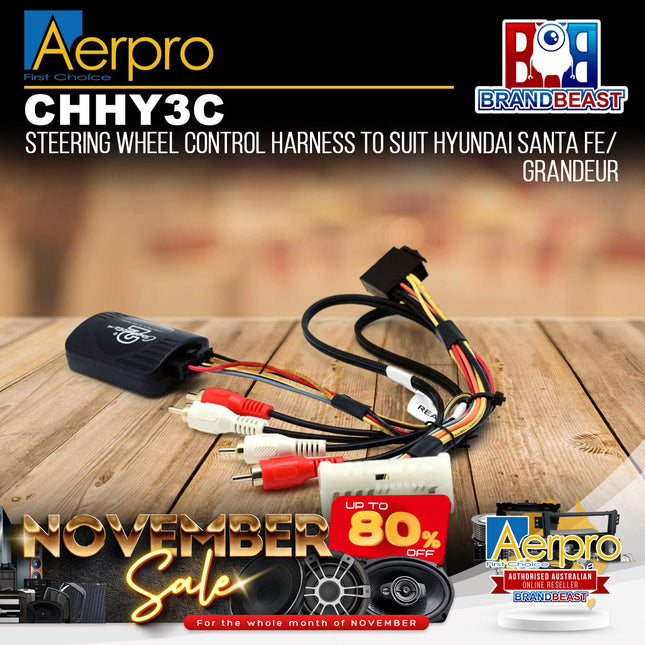 Aerpro CHHY3C Steering Wheel Control Harness to Suit Hyundai Santa Fe/Grandeur