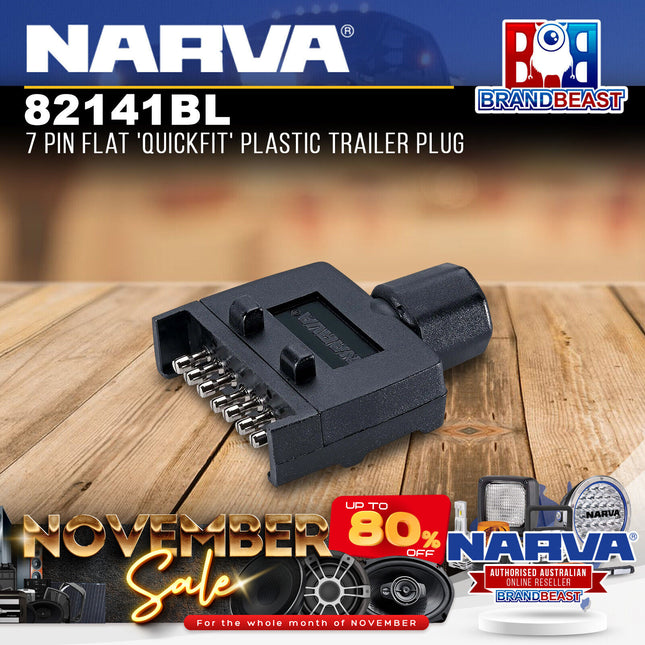 Narva 82141BL 7 Pin Flat 'Quickfit' Plastic Trailer Plug