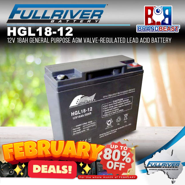 Fullriver HGL18-12 HGL Series 12V 18Ah AGM Valve-Regulated Lead Acid Battery