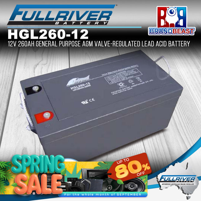Fullriver HGL260-12 HGL Series 12V 260Ah AGM Valve-Regulated Lead Acid Battery