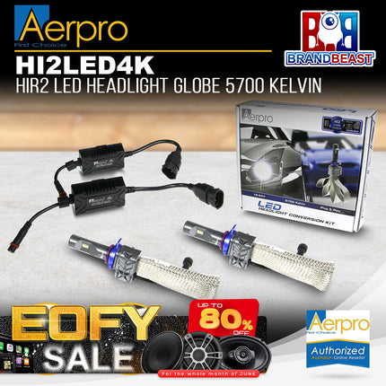 Aerpro HI2LED4K HIR2 LED Headlight Globe 5700 Kelvin