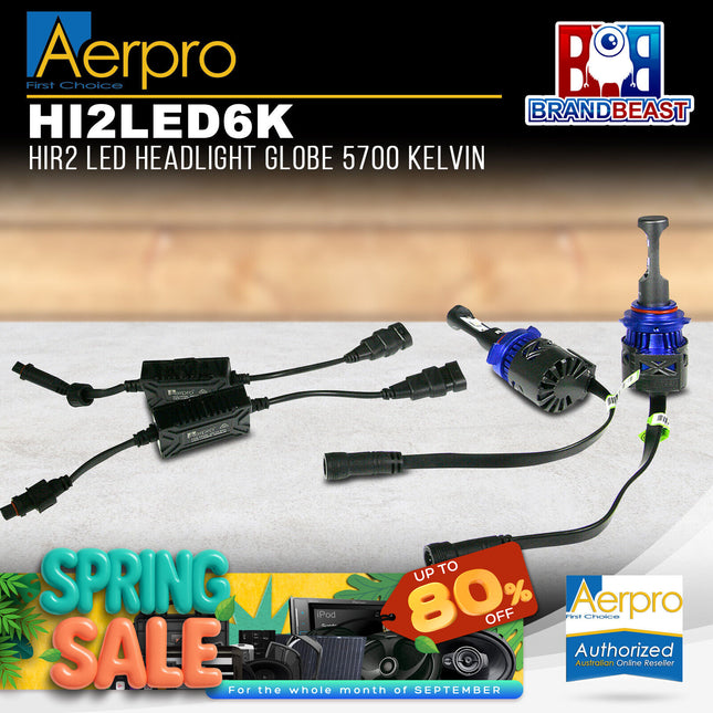 Aerpro HI2LED6K HIR2 LED Headlight Globe 5700 Kelvin