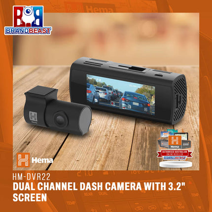 Hema HM-DVR22 Dual Channel Dash Camera with 3.2" Screen