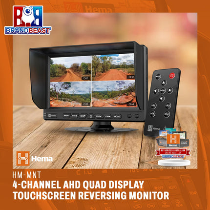 Hema HM-MNT 4-Channel AHD Quad Display Touchscreen Reversing Monitor