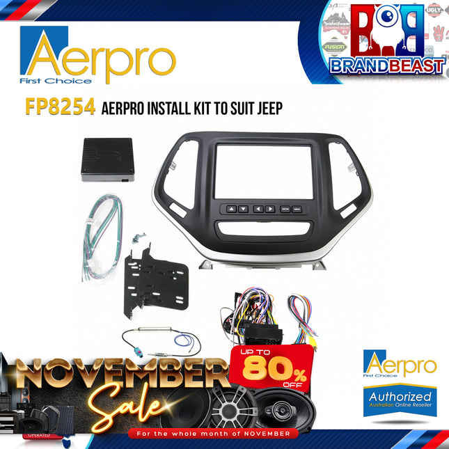Aerpro FP8254 Double DIN Black/Silver Install Kit Suit Jeep Cherokee 2015 - KL